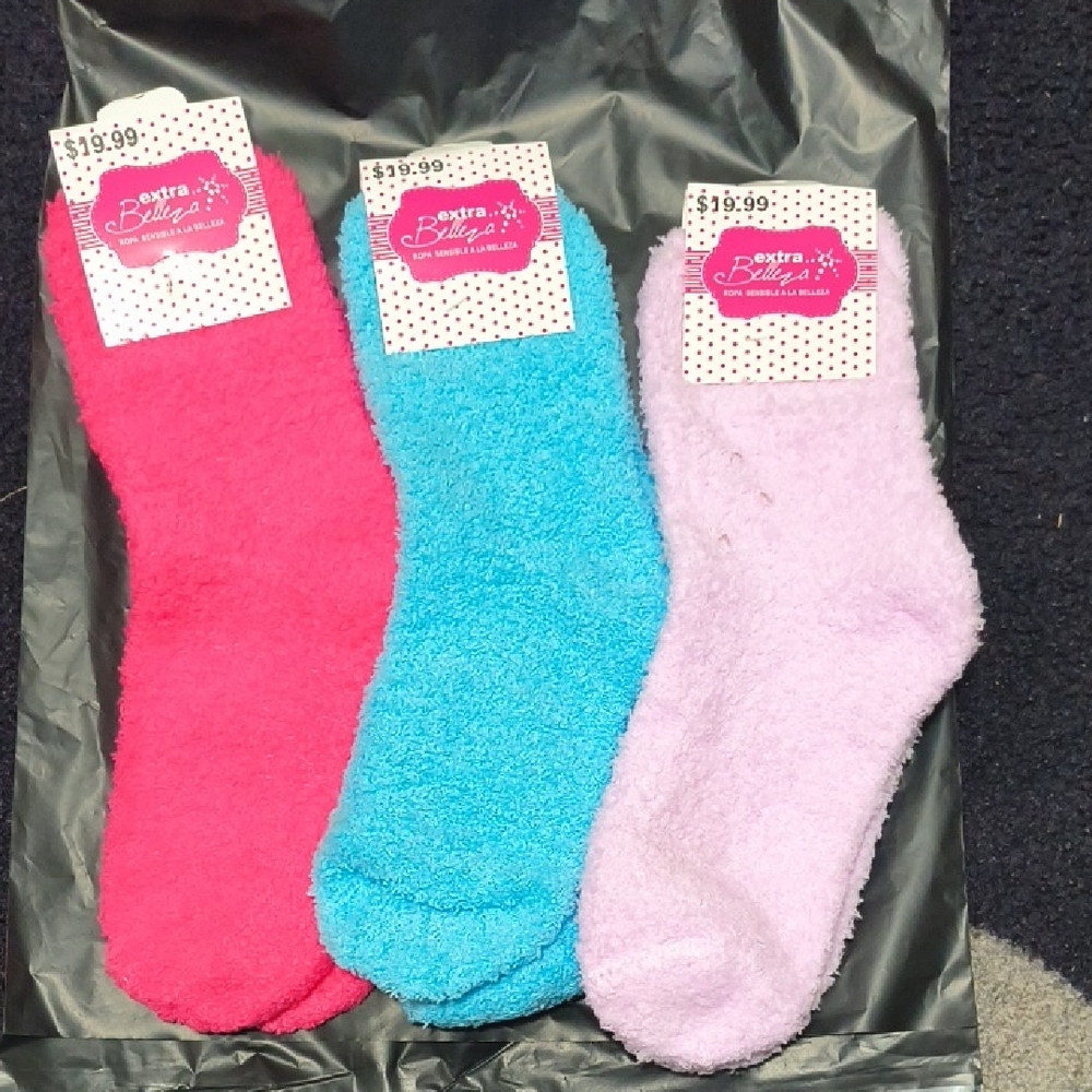 Cozy Fuzzy Socks Set - Pink, Blue, and Lavender